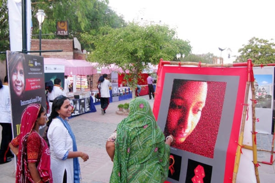 ArtMoves works displayed at the Dilli Haat open-air market