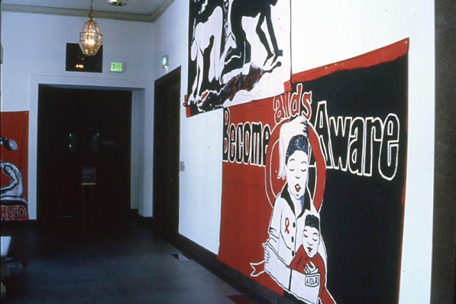 Painted panels from the Durban City Hall red ribbon project