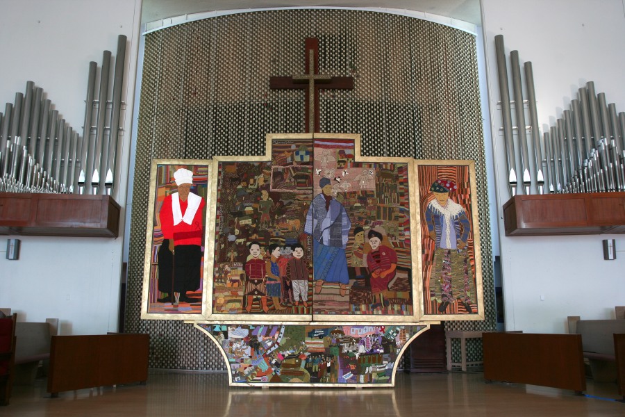 Closed Crucifixion layer of the Keiskamma Altarpiece displayed at Holman United Methodist Church