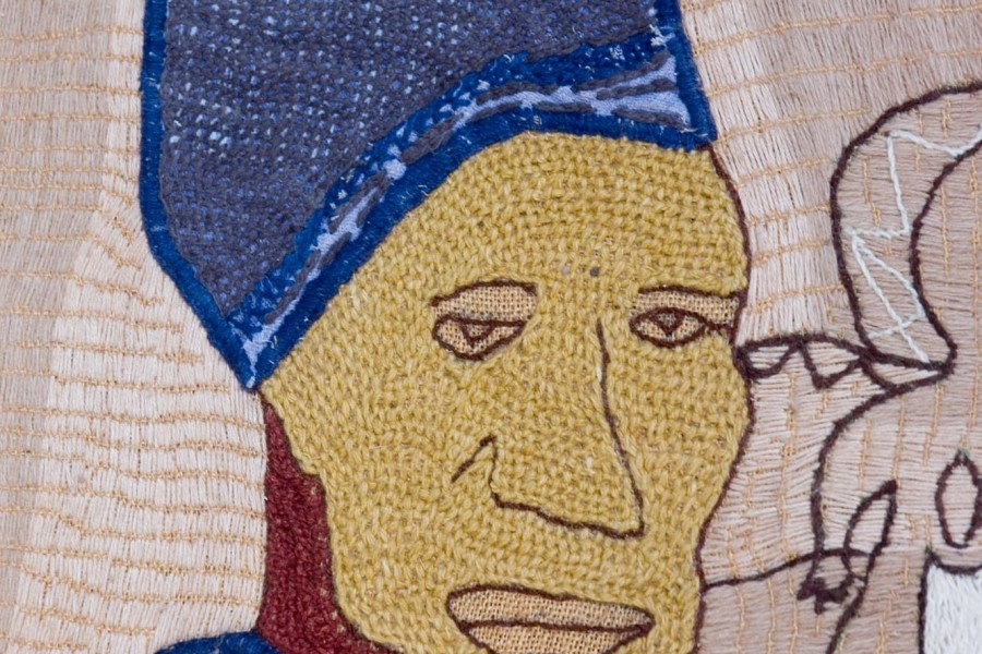 Widow in mourning clothes, detail of the closed first layer
