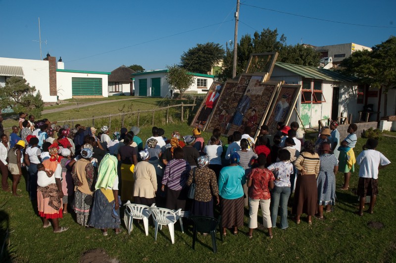 The initial stage of The Keiskamma Altarpiece creation with artists