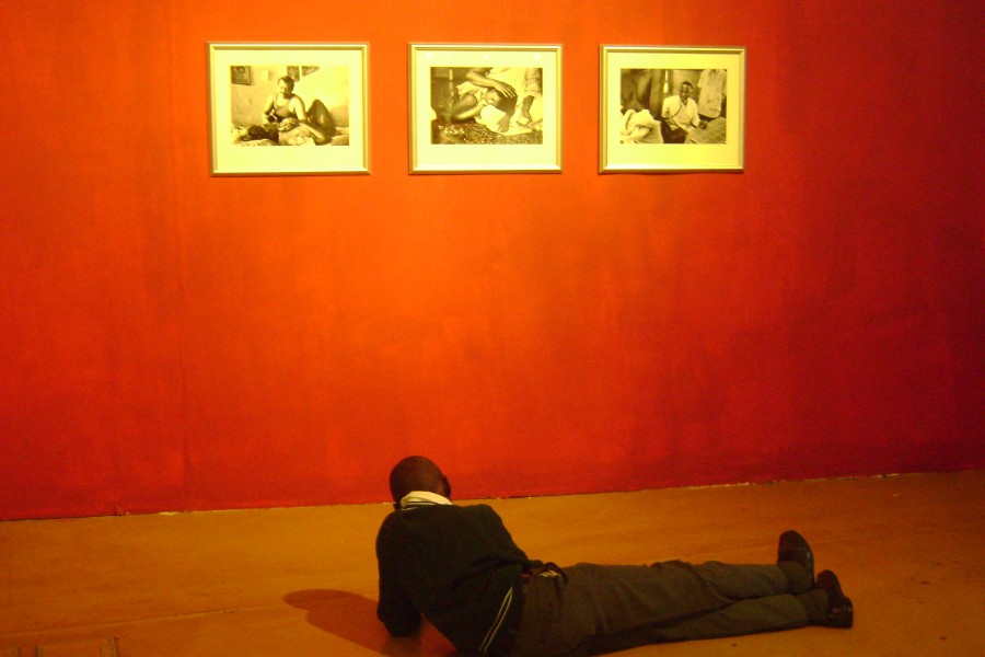 Visitor In Front of Caregiver Photographs by Dayanita Singh