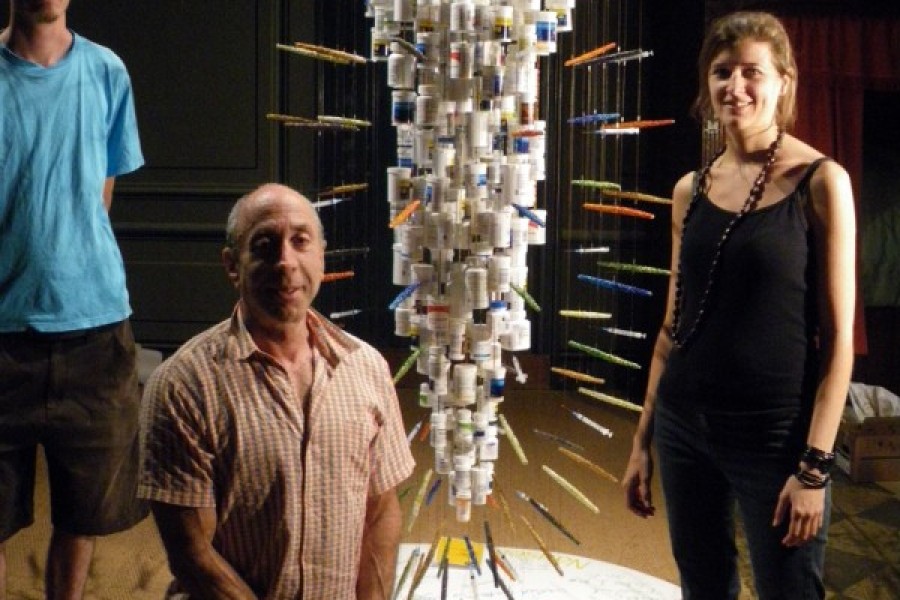 Medicine Man Sculpture for Not Alone, with Artists