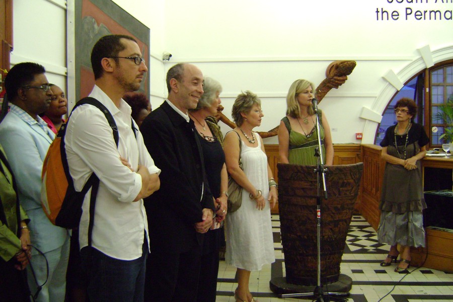 Speaker and Guests at Not Alone Exhibit.