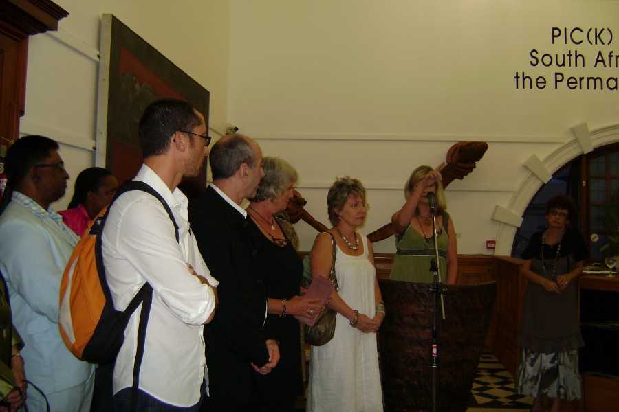 Speaker and Guests at Not Alone Exhibit