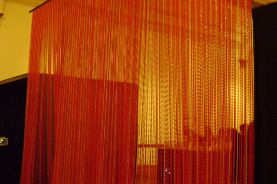 Red Curtain at the Not Alone Exhibit