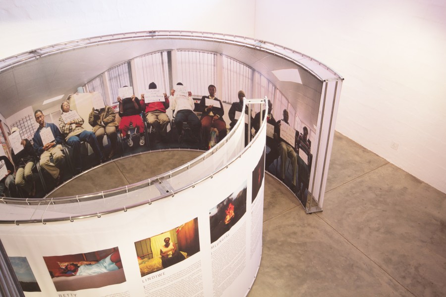 Aerial View of "The Harsh Divide & Through Positive Eyes" by Gideon Mendel