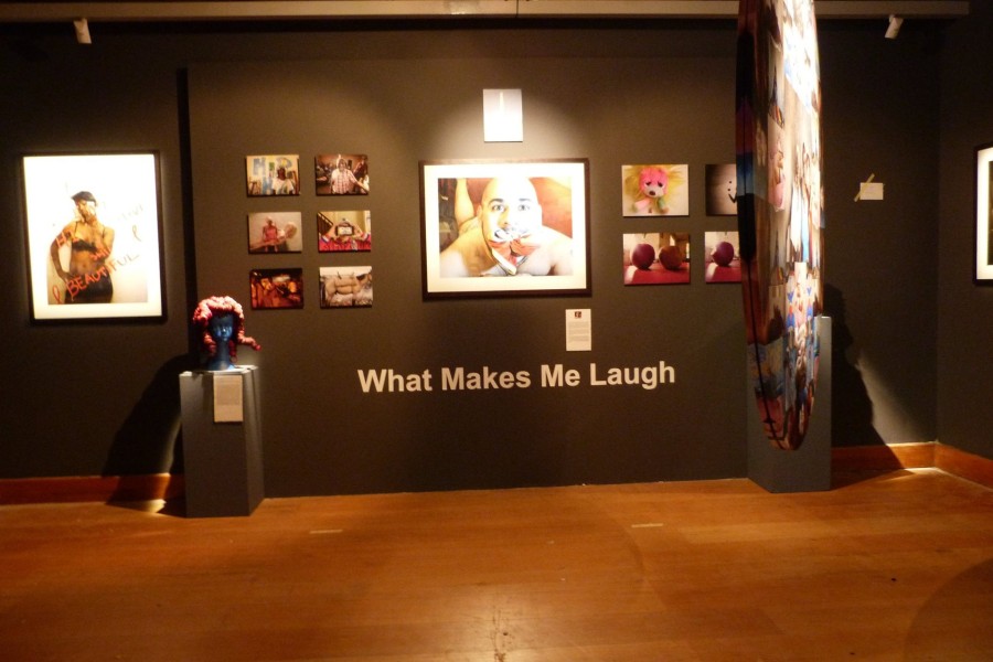 Wide gallery view of works in the *What Makes Me Laugh* section