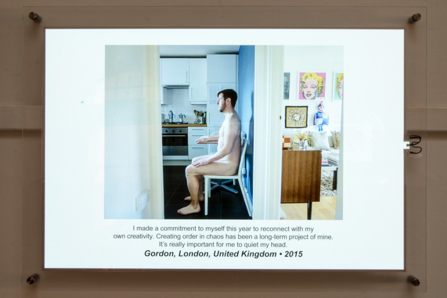 Photograph and autobiographical text introducing Through Positive Eyes London artivist Gordon
