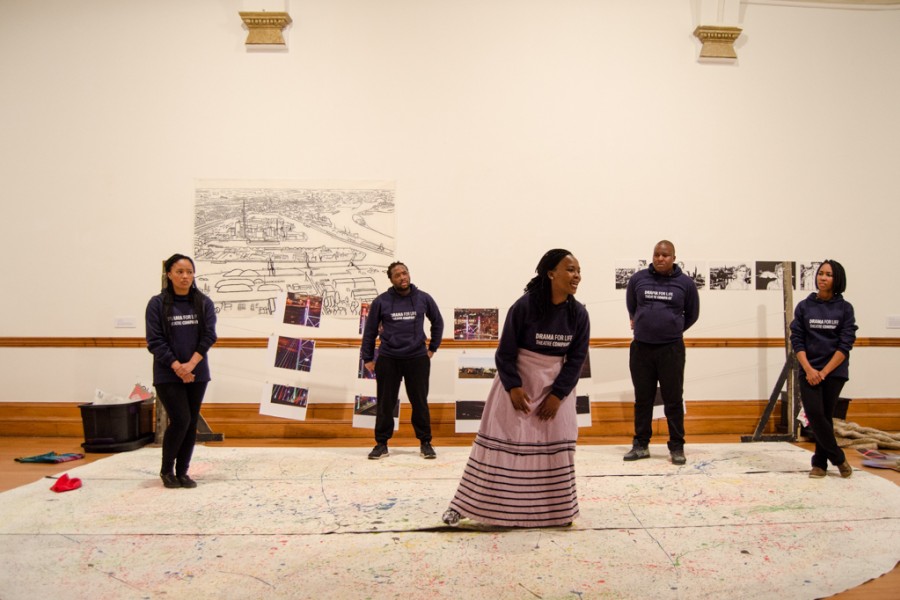 Performers taking part in the exhibition opening program