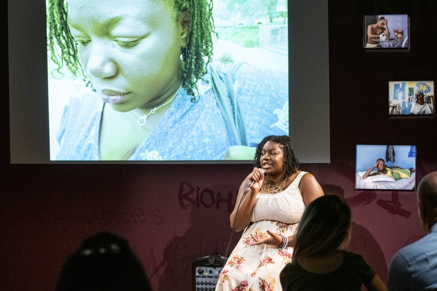 Lynnea Storytelling in the Banishing Stigma Room 1
