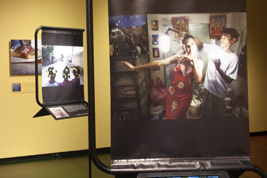 Photograph by Bee displayed above an iPad playing a video about her