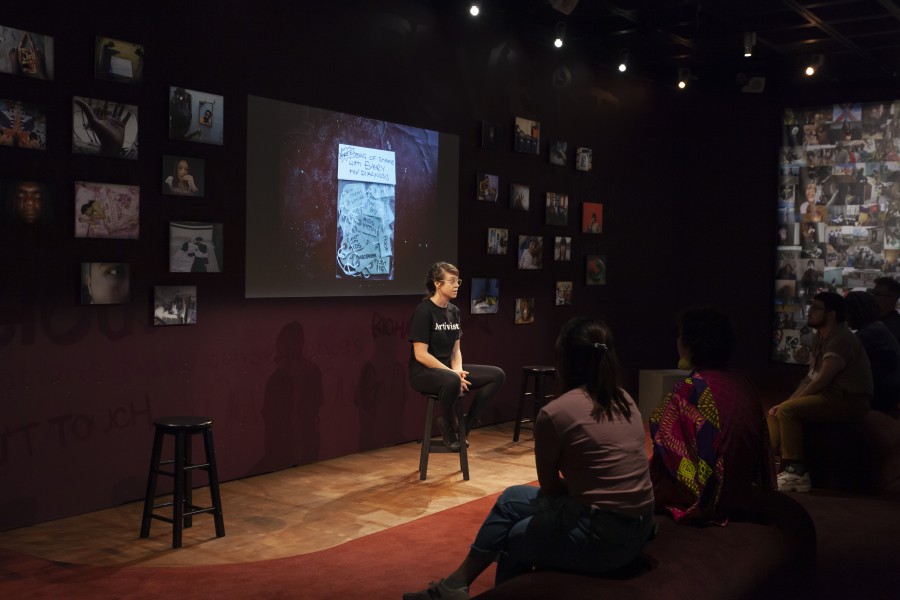 Kelly Storytelling in the Banishing Stigma Room 5