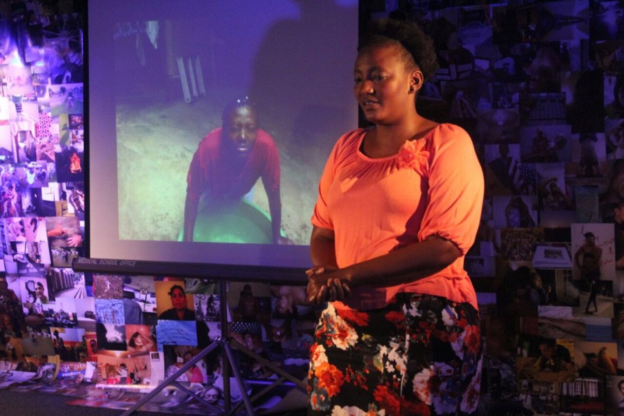 Gugu shares a personal story in the Banishing Stigma Room
