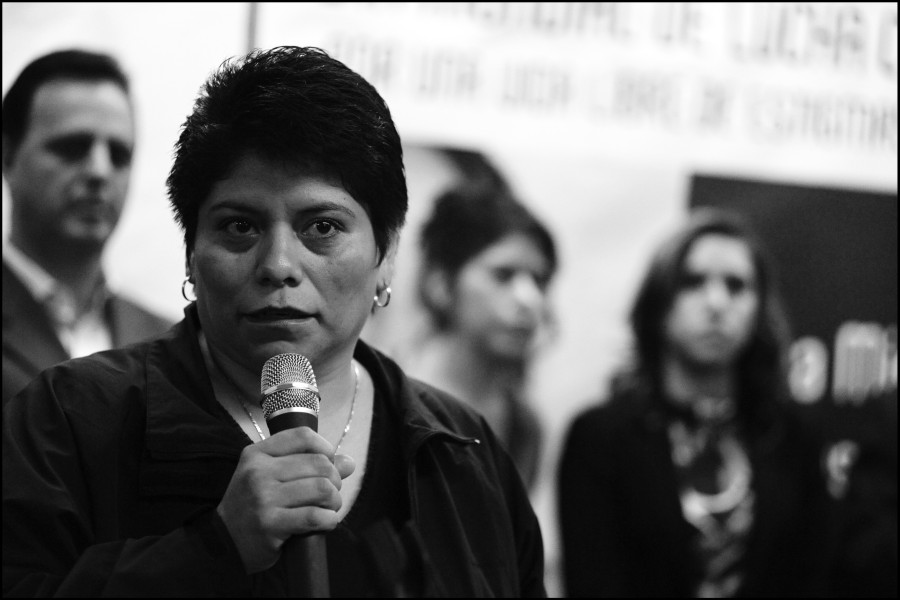 Through Positive Eyes artivist Silvia speaking at the exhibition opening
